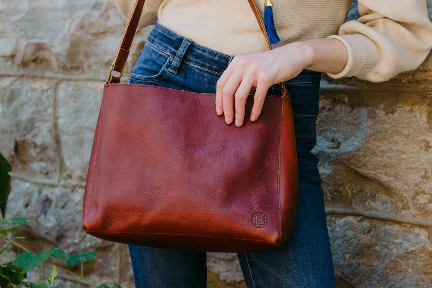 Woman modeling beautiful bag