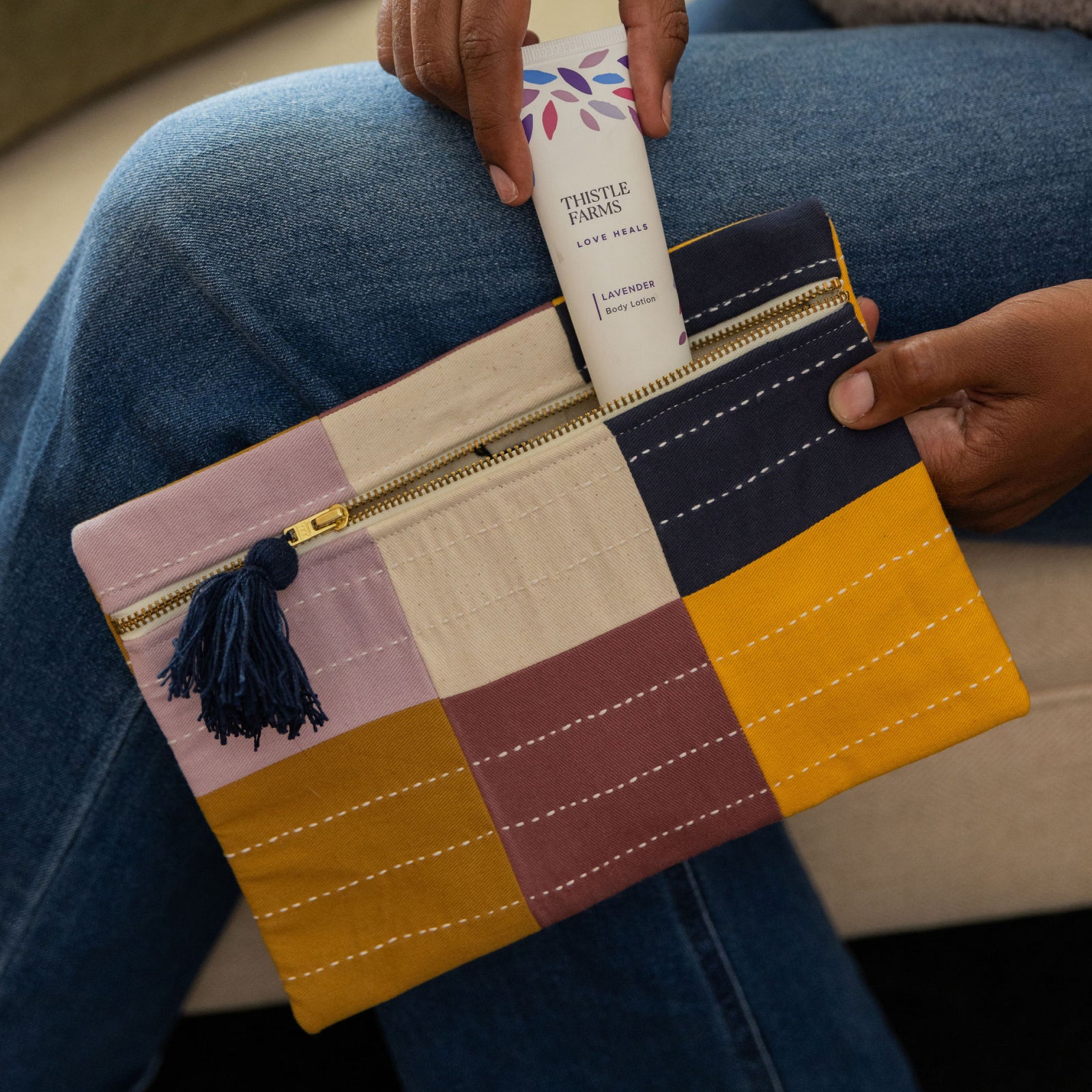 Checkered Zip Pouch
