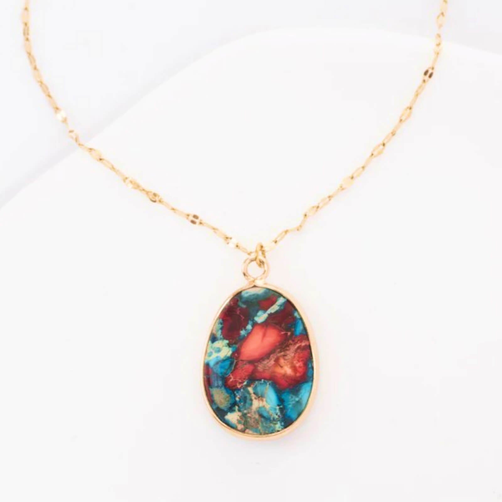 Mosaic Jasper Pendant Necklace