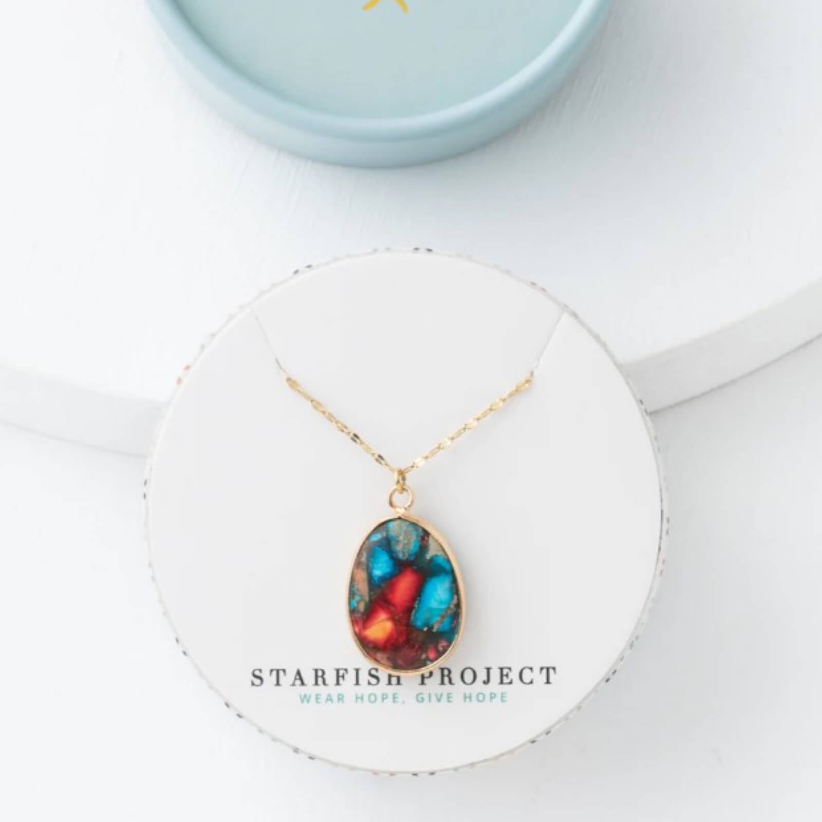 Mosaic Jasper Pendant Necklace