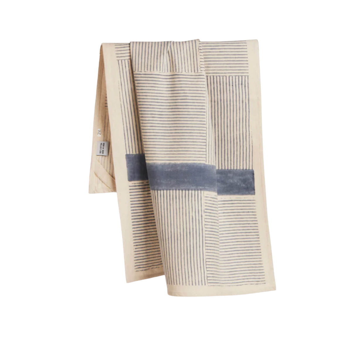 Folded towel with striped pattern on a white background