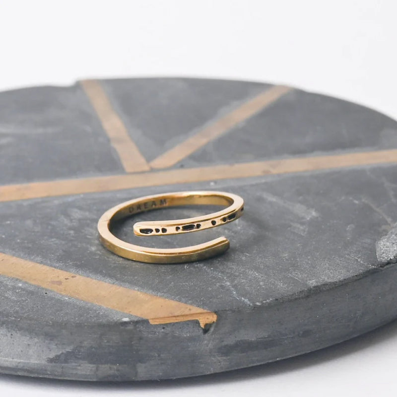 Joy Morse Code Stamped Ring