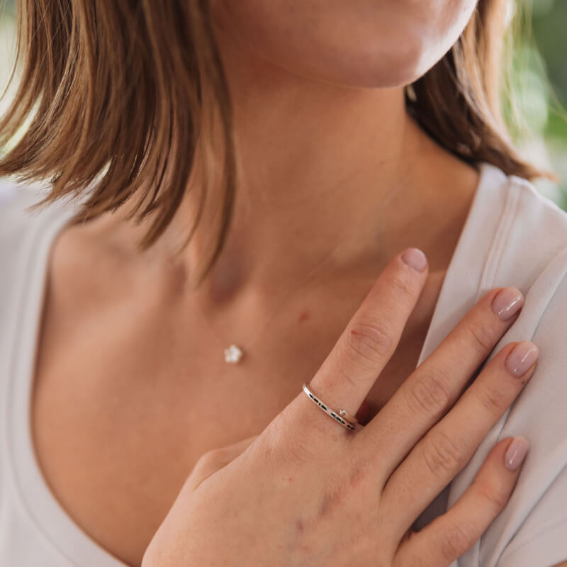 Joy Morse Code Stamped Ring