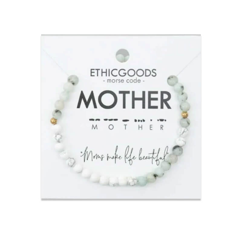 Mother Beaded Morse Code Bracelet