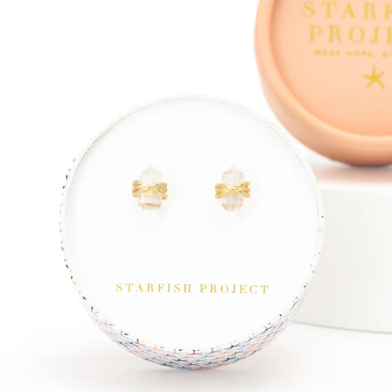 Gold Wrapped Crystal Studs