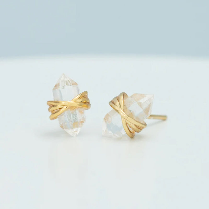 Gold Wrapped Crystal Studs