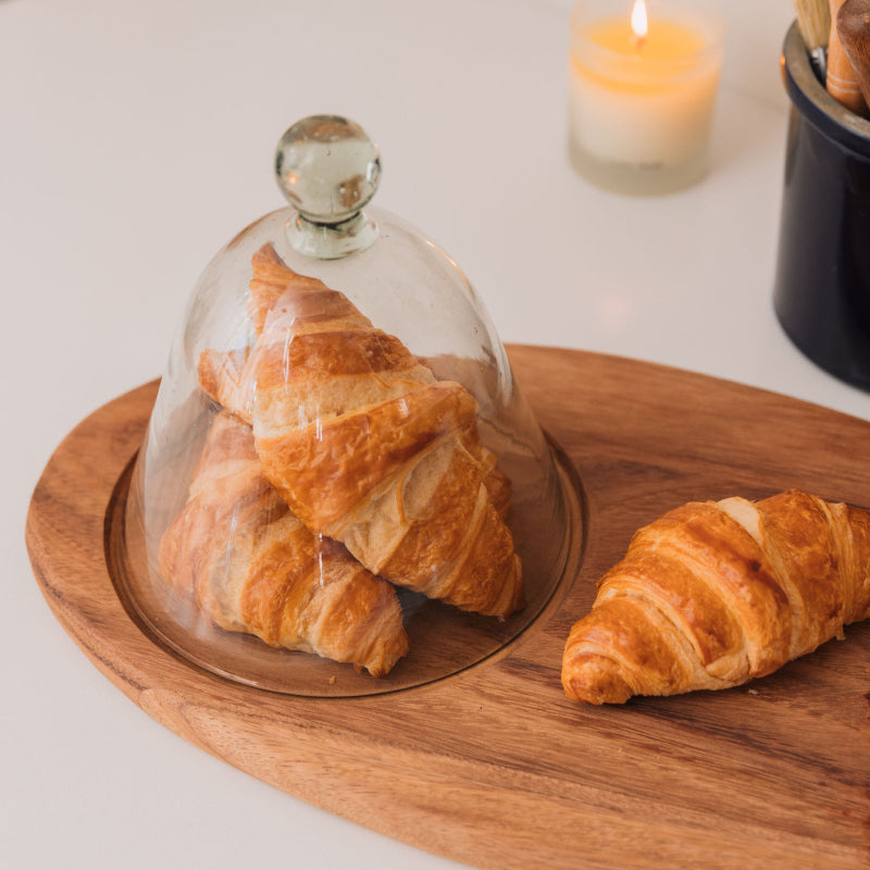 Handcrafted Wood Board with Upcycled Glass Dome
