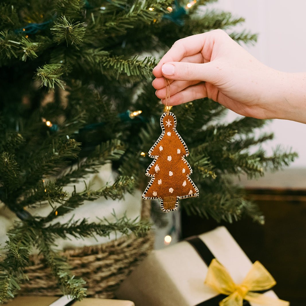 Bark Cloth Gingerbread Ornament
