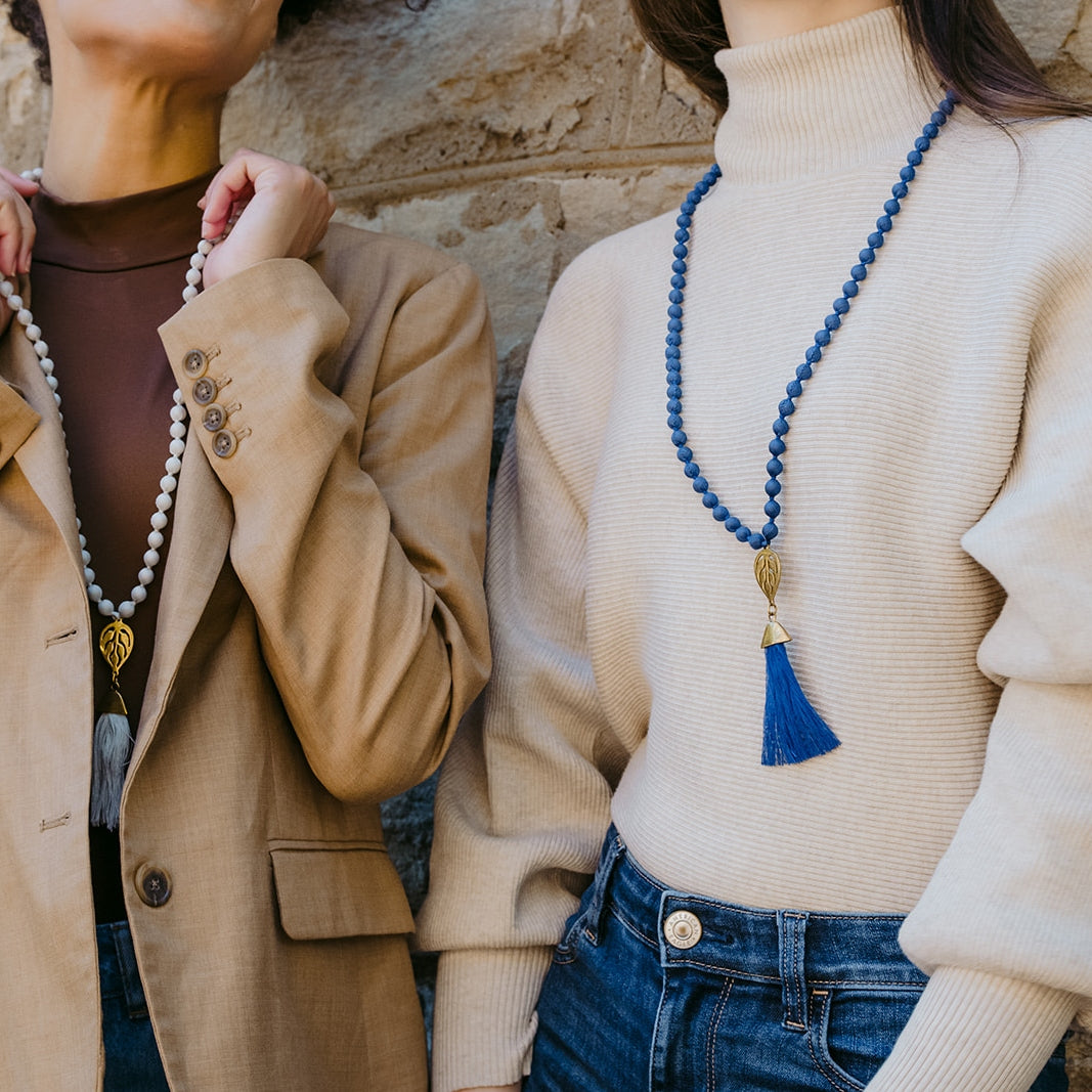 Gold Leaf Tassel Necklace