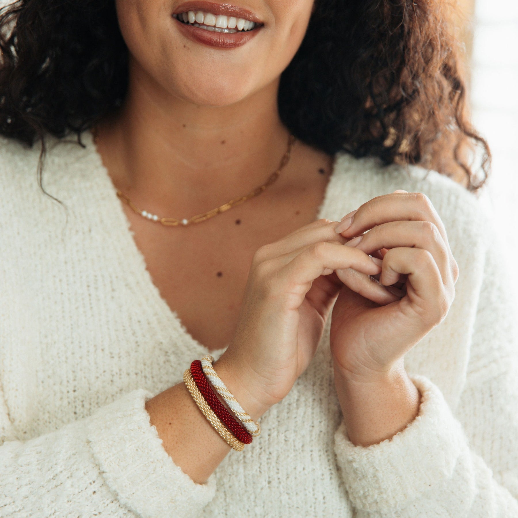 Burgundy Gold Combo  Bracelet Set