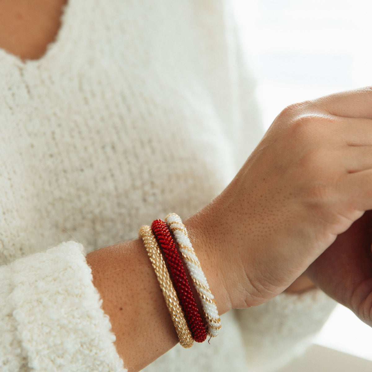 Burgundy Gold Combo  Bracelet Set