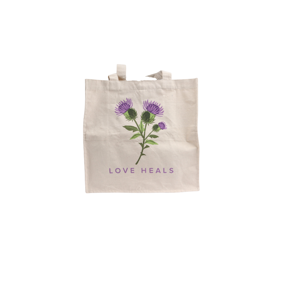 Canvas Love Heals Thistle Tote