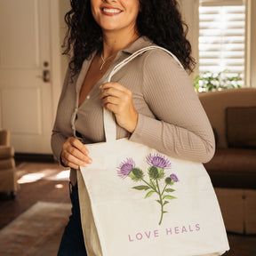 Canvas Love Heals Thistle Tote