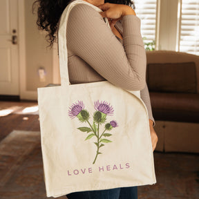Canvas Love Heals Thistle Tote