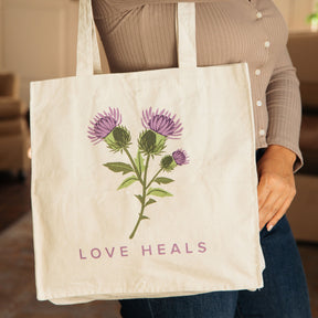 Canvas Love Heals Thistle Tote