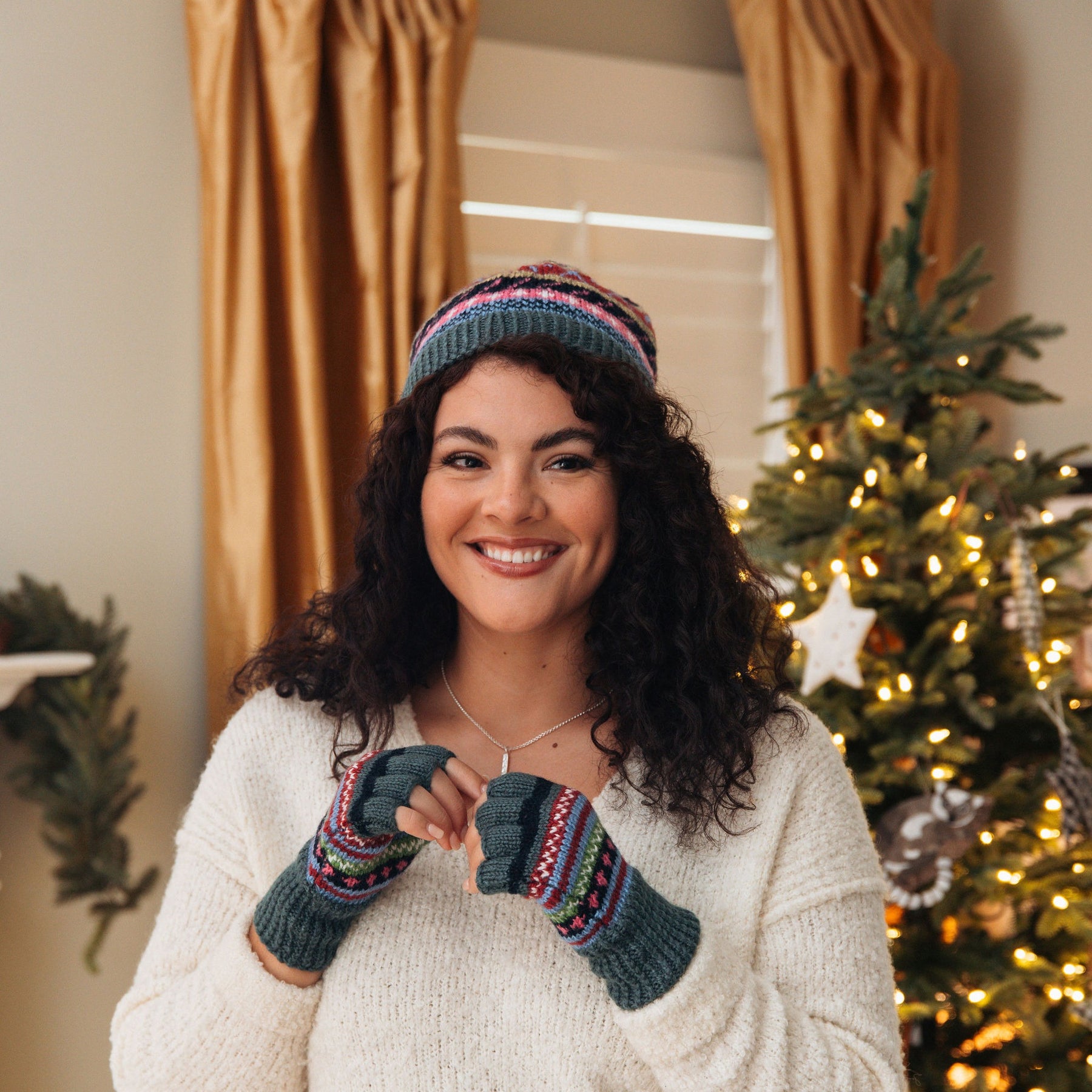 FairIsle Pattern Fleece Lined Hat