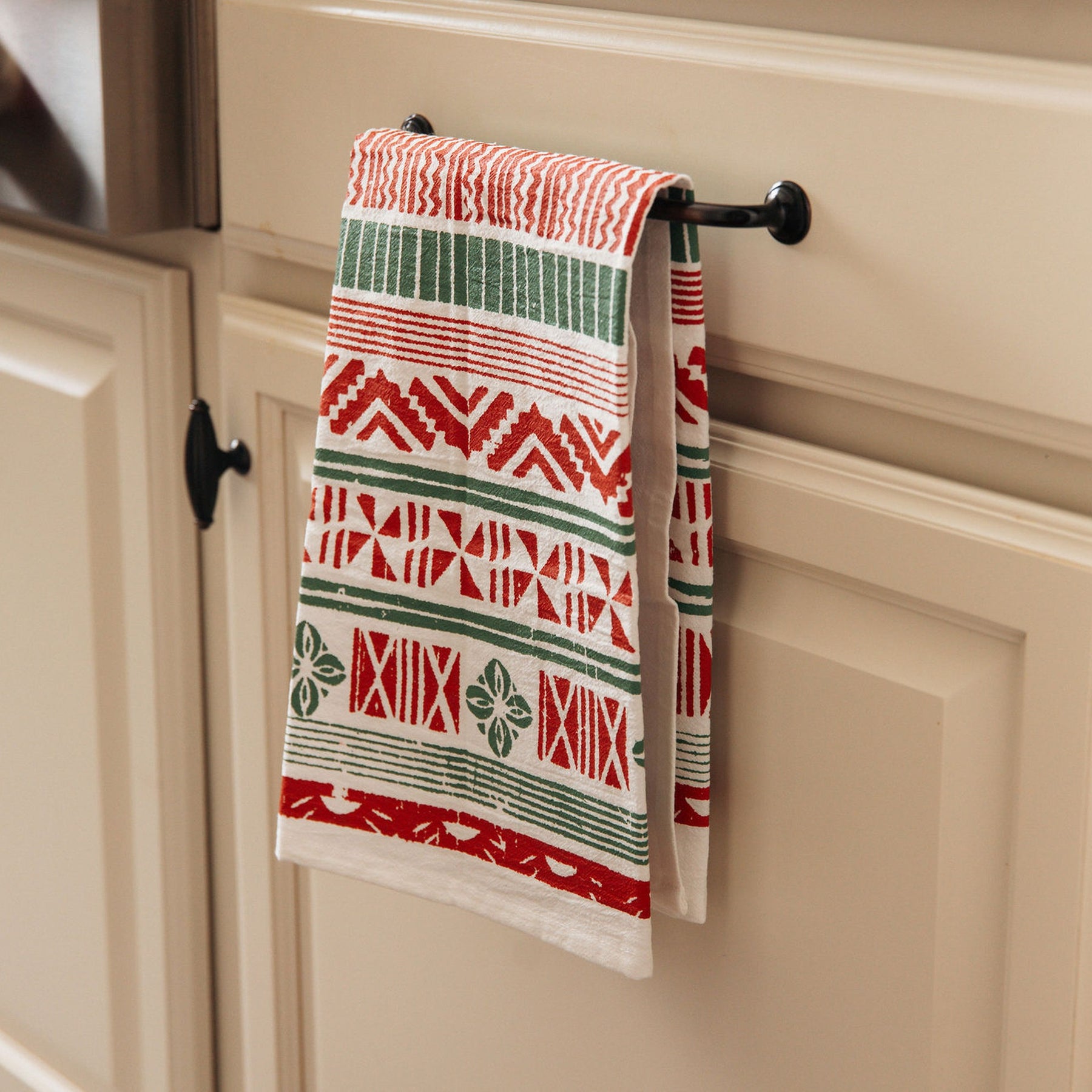 Hand Printed Holiday Tea Towel