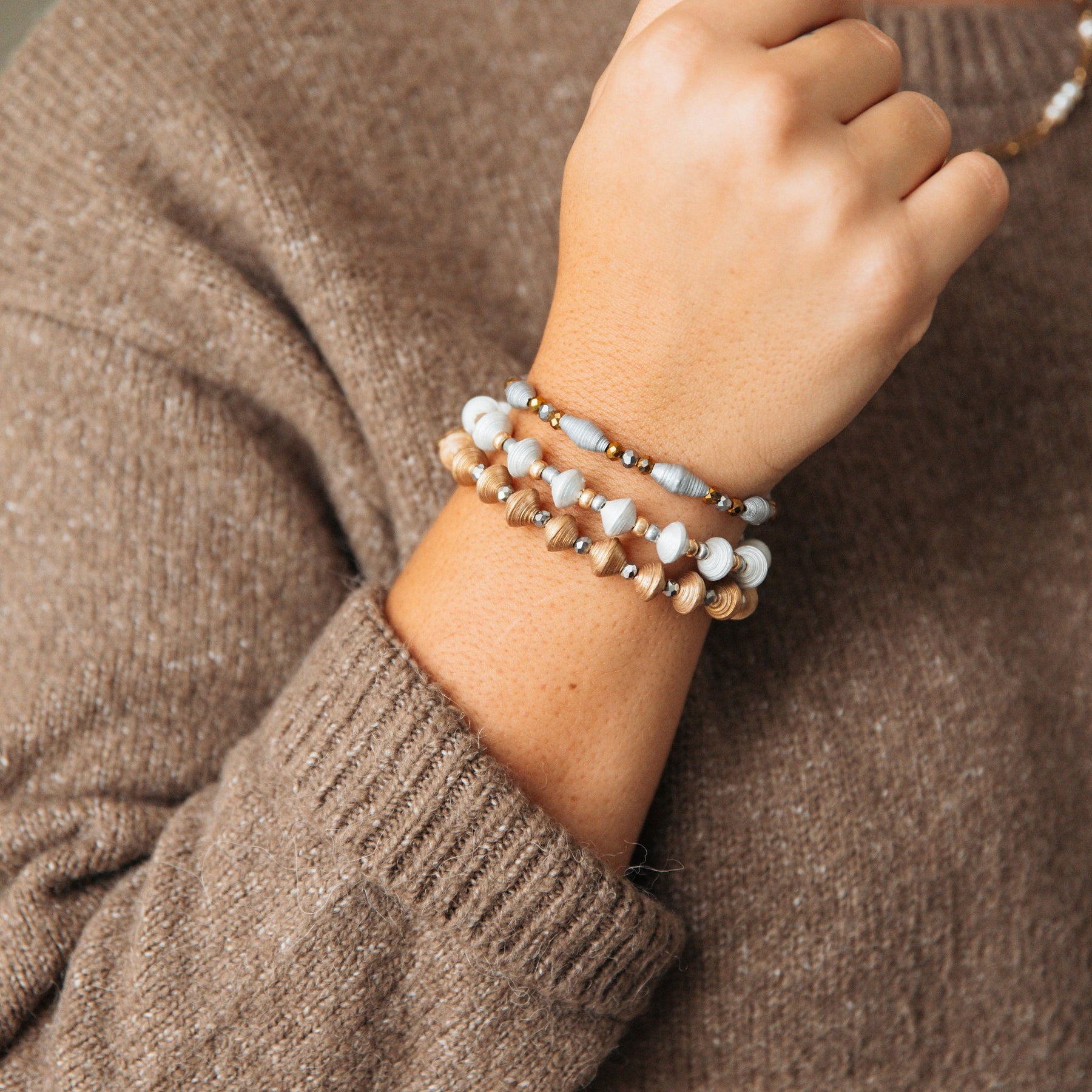 Handmade Paper Bead Bracelet Set