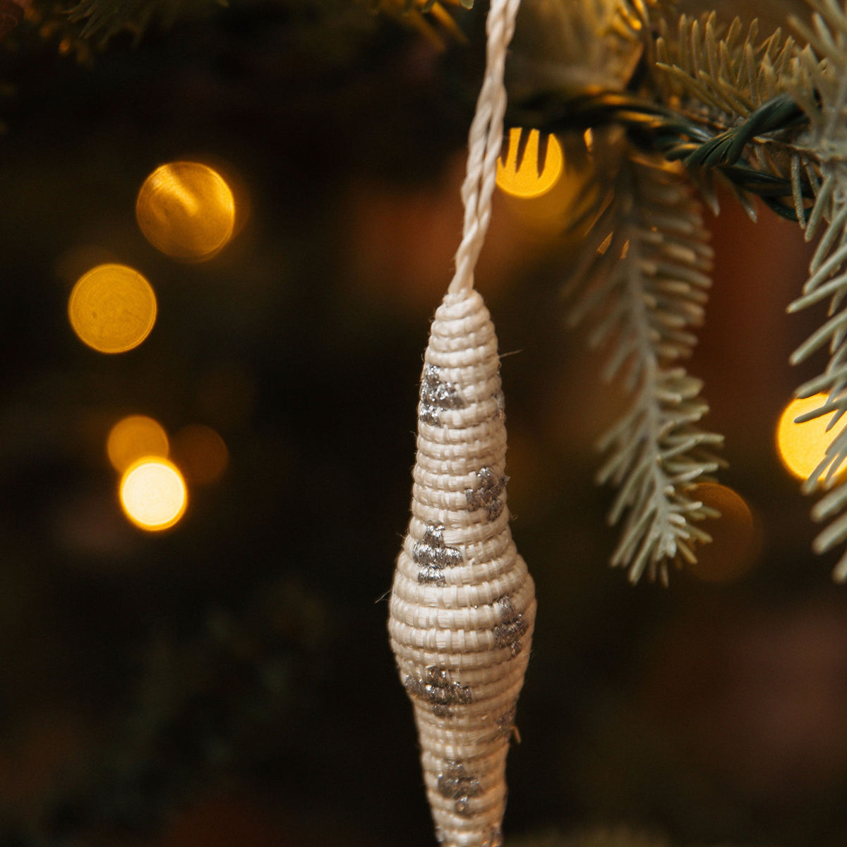 Handwoven Charming Silver Icicle Ornament