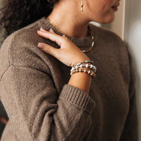 Morse Code Pearl & Gold Chain Necklace, LOVE