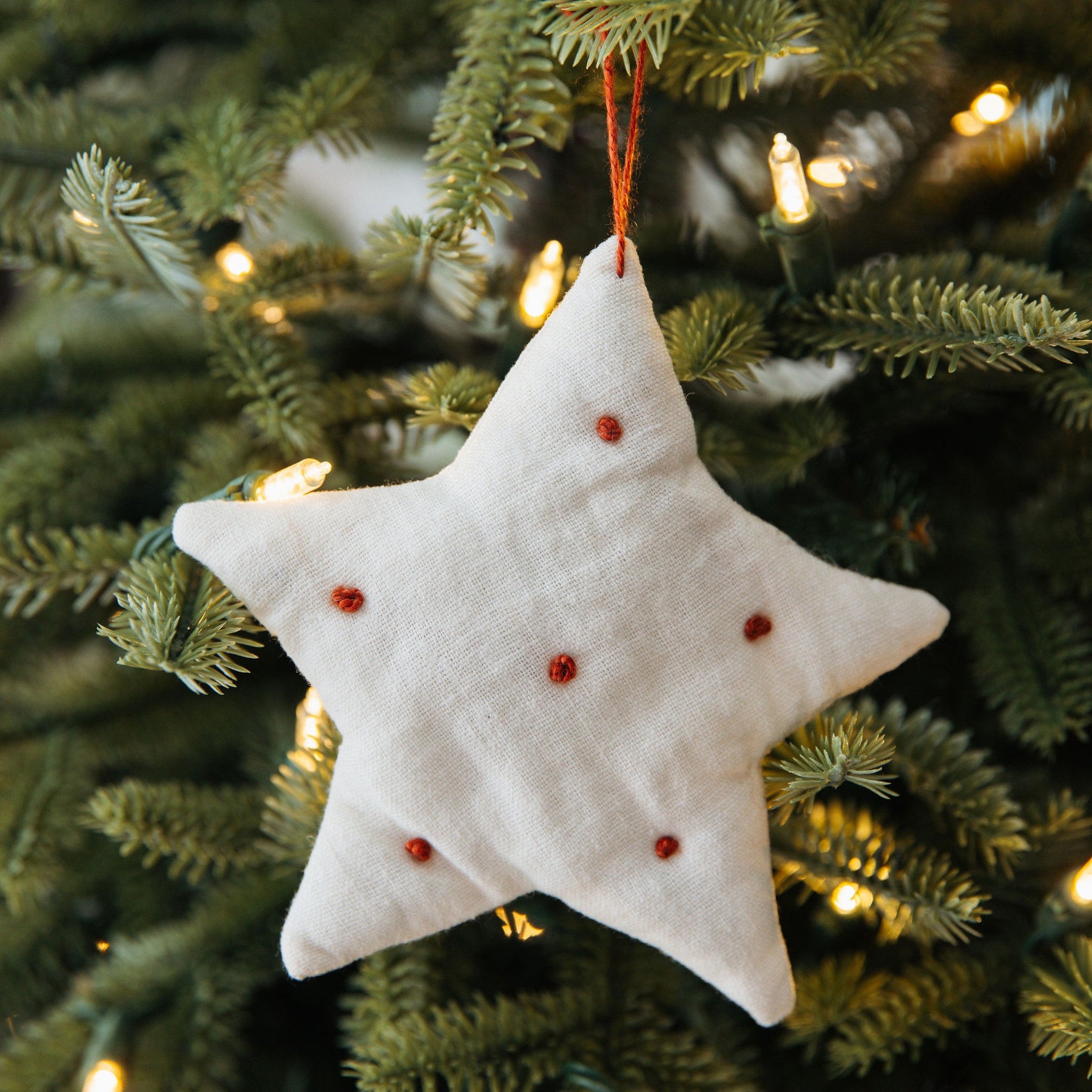 Quilted White Star Ornament