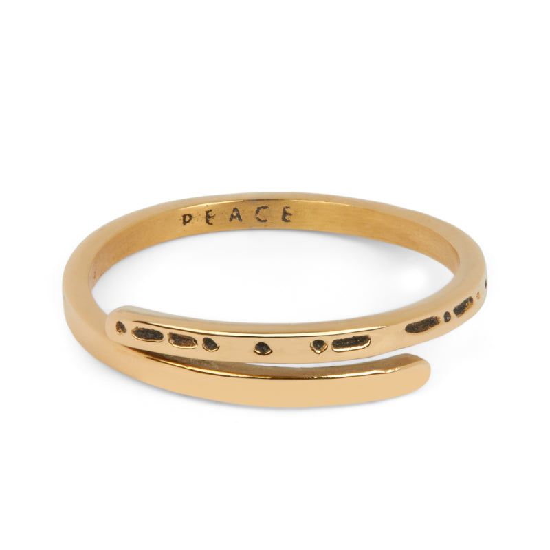 Peace Stamped Morse Code Ring