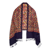 Navy Embroidered Floral Shawl