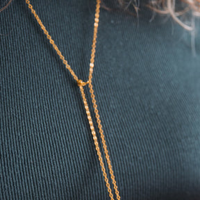 Brass & Pearl Lariat Necklace