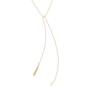 Brass & Pearl Lariat Necklace