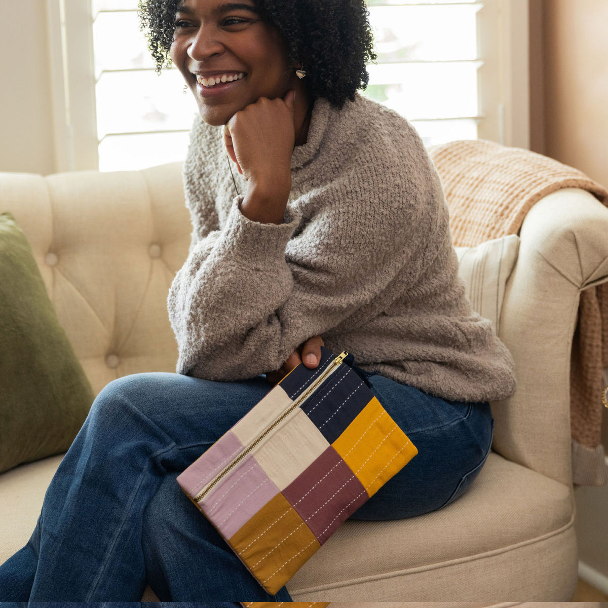 Checkered Zip Pouch