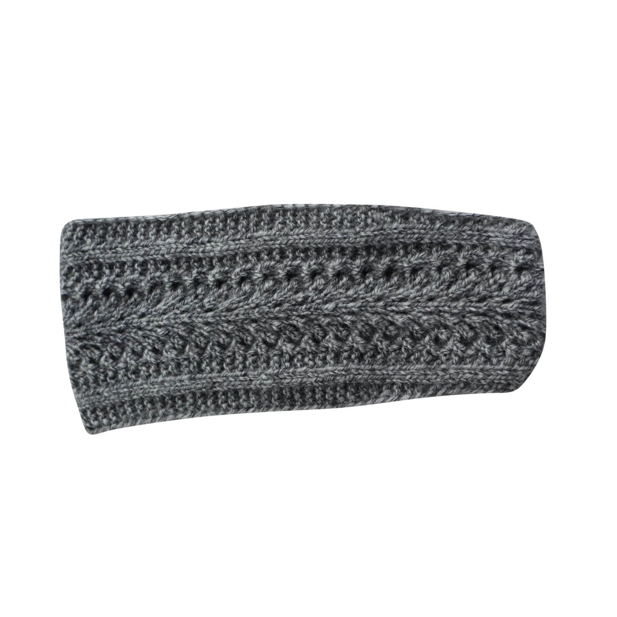 Gray knitted headband on a white background