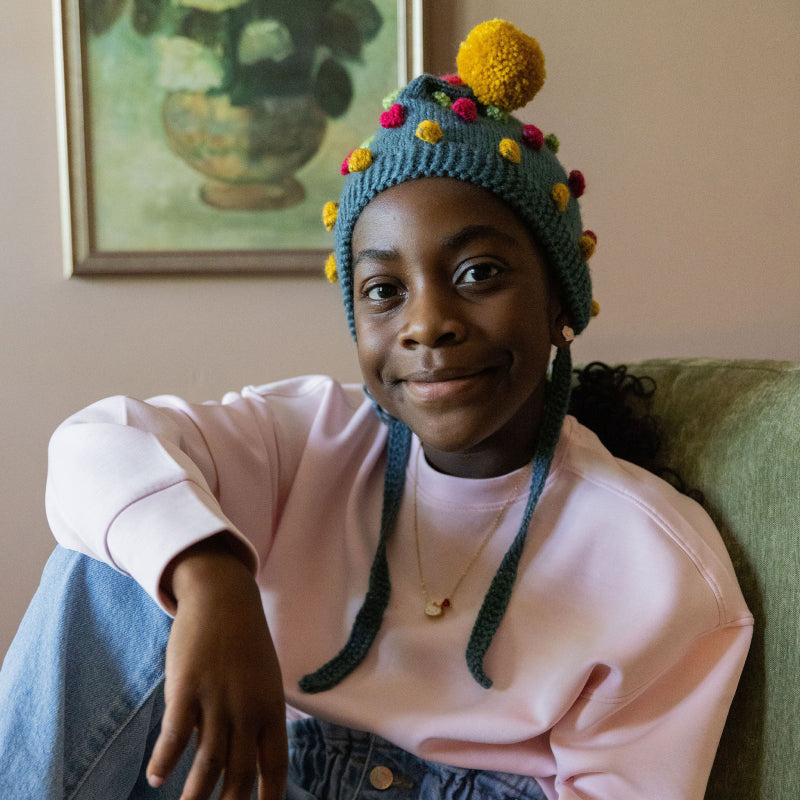 Kids Handknit Popcorn Bonnet