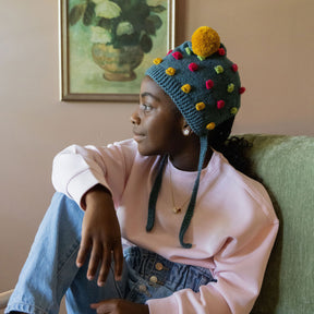 Kids Handknit Popcorn Bonnet