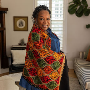 Embroidered Medallion Shawl
