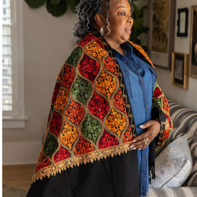 Embroidered Medallion Shawl