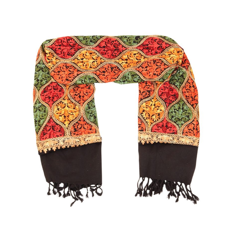 25AW ARTS&SCIENCE / Bicolor Check Shawl Embroidered Medallion