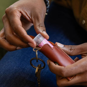 Leather Lip Balm Key Ring