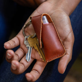 Leather Lip Balm Key Ring
