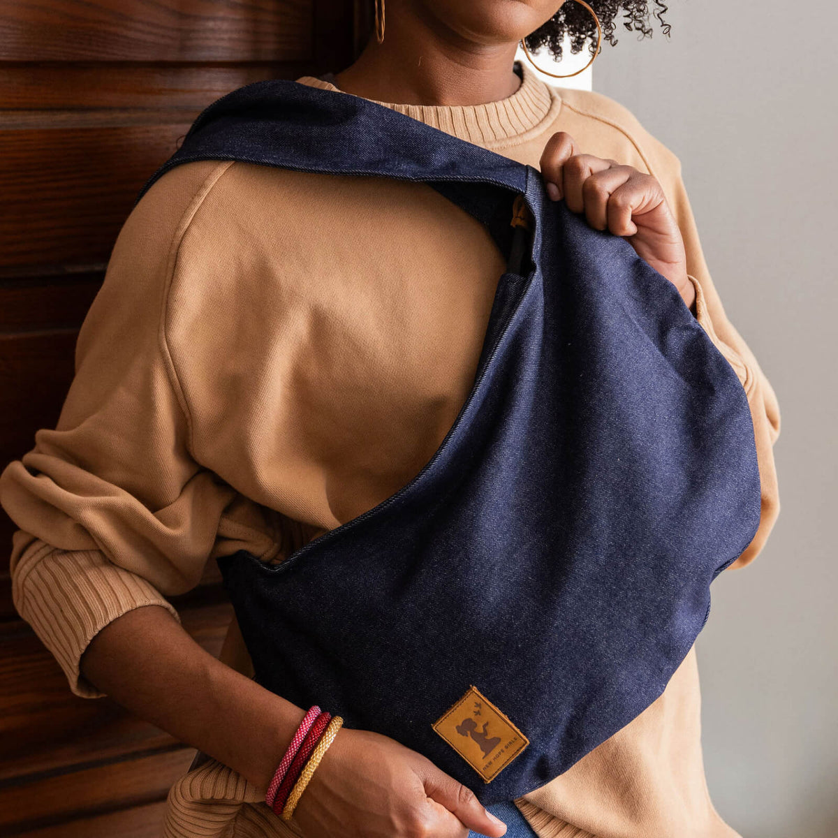 Denim Shoulder Hobo Bag
