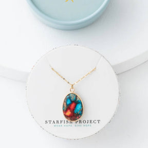 Mosaic Jasper Pendant Necklace