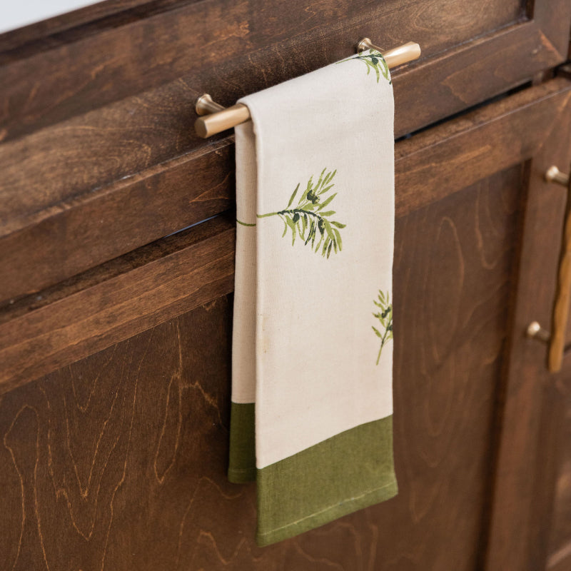 Olive Branch Hand Printed Kitchen Towel