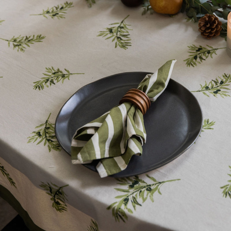 Olive Branch Hand Printed Tablecloth