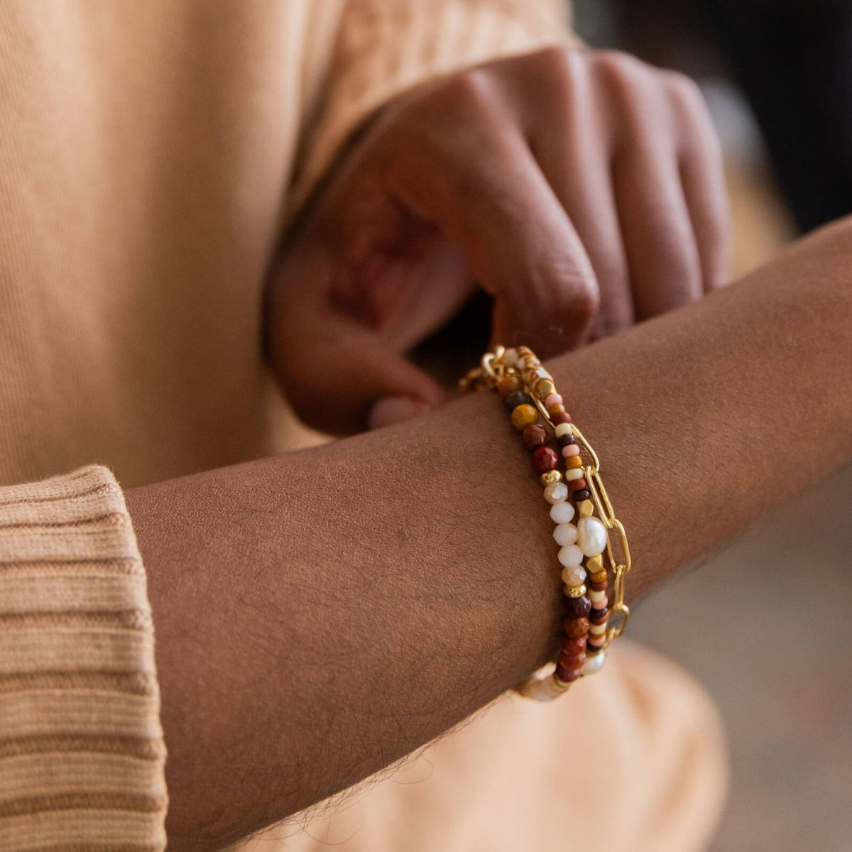 Mookaite Jasper Beaded Bracelet