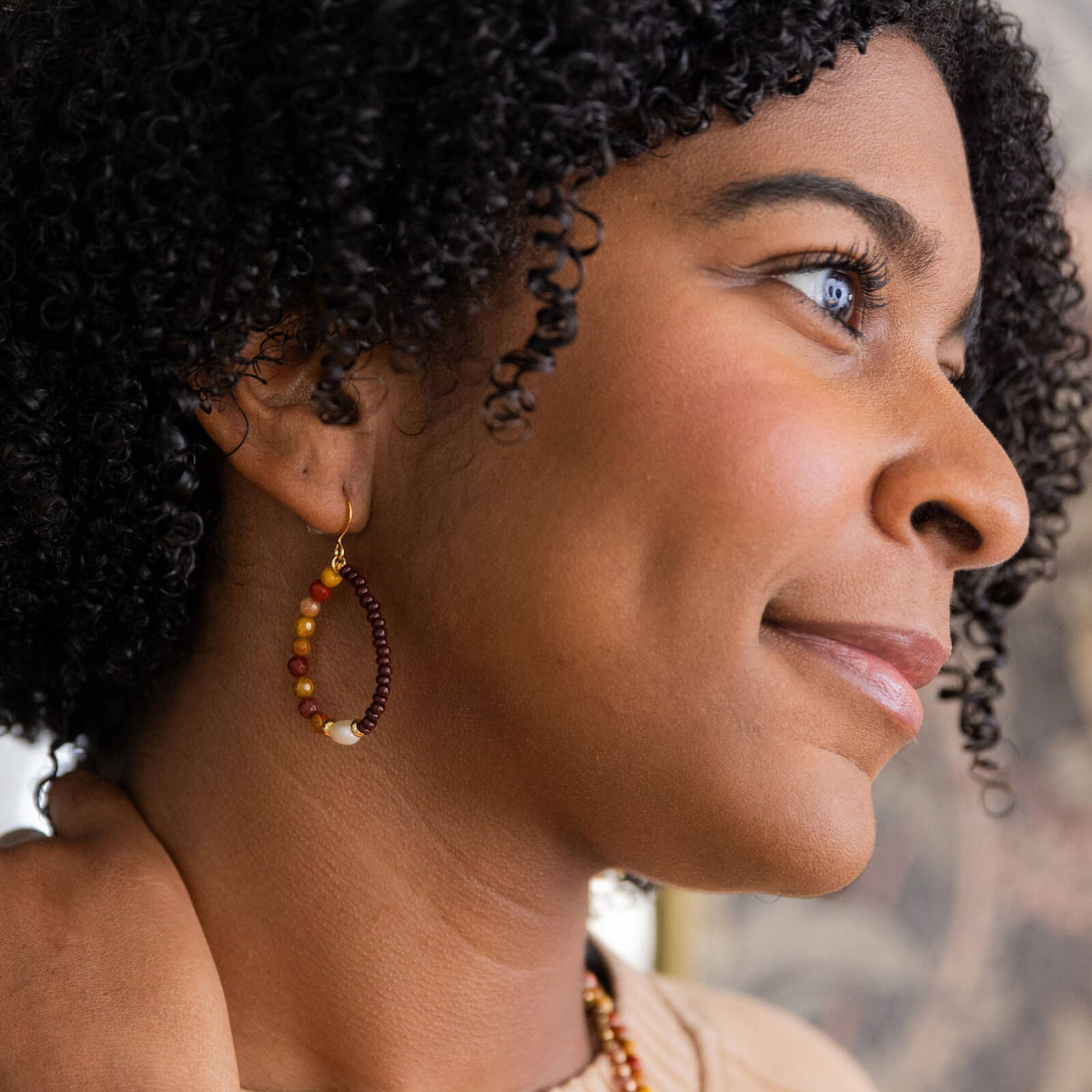 Mookaite Jasper Beaded Earring