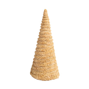 Beige cone-shaped decorative item on a white background