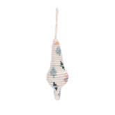 Decorative shell-shaped ornament with a rope on a white background