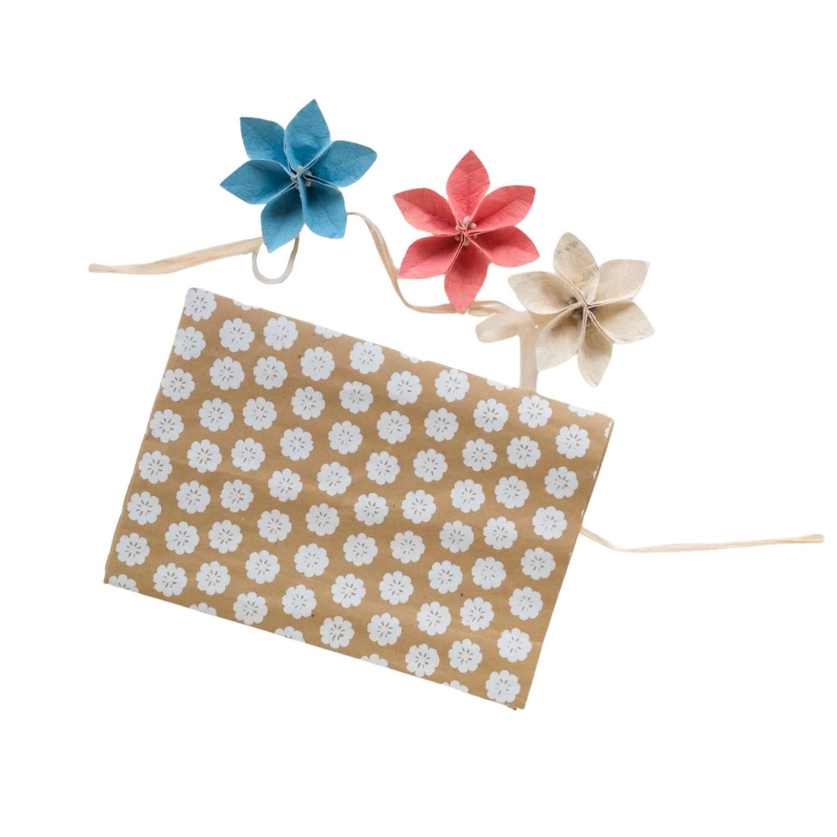 Floral-patterned paper with decorative flowers on a white background