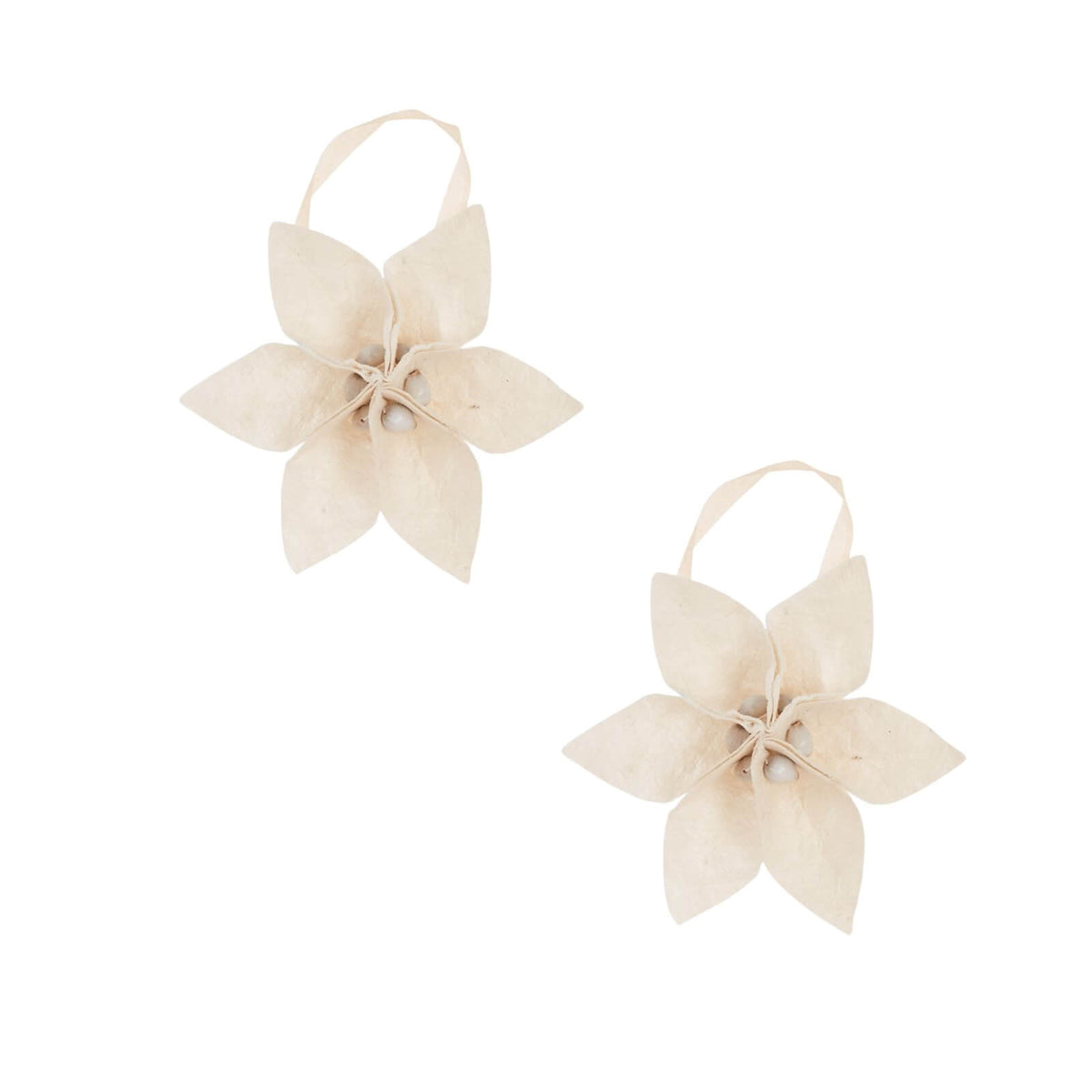 Pair of beige floral ornaments on a white background