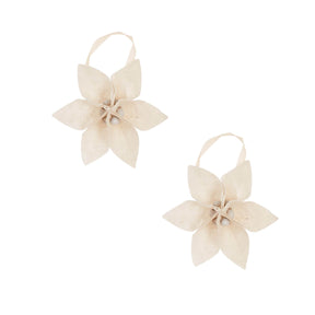 Pair of beige floral ornaments on a white background