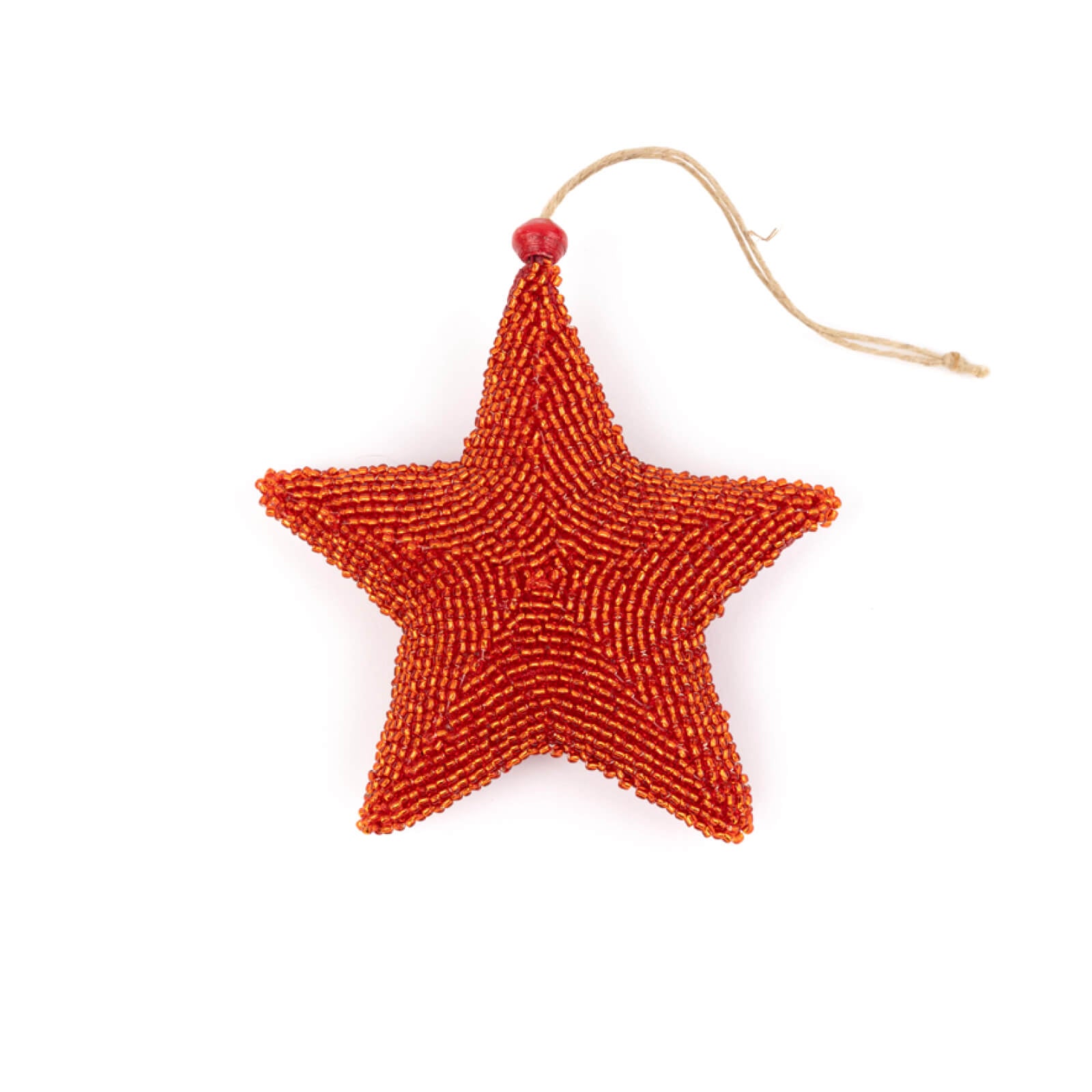 Star-shaped beaded ornament on a white background